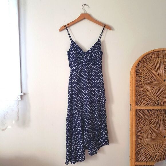 City Studio Tie Front Asymmetrical Blue Floral Dress - Picture 1 of 8